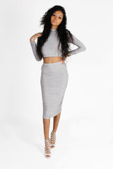 Light Grey Ruched Two Piece