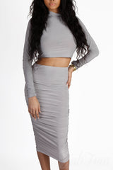 Light Grey Ruched Two Piece