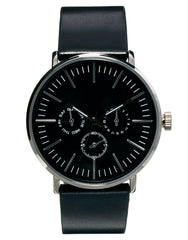 ASOS Watch With Metal Face and Black Leather Look Strap