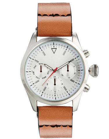 River Island Watch with Pearl Face & Tan Strap