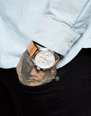 River Island Watch with Pearl Face & Tan Strap