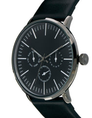 ASOS Watch With Metal Face and Black Leather Look Strap